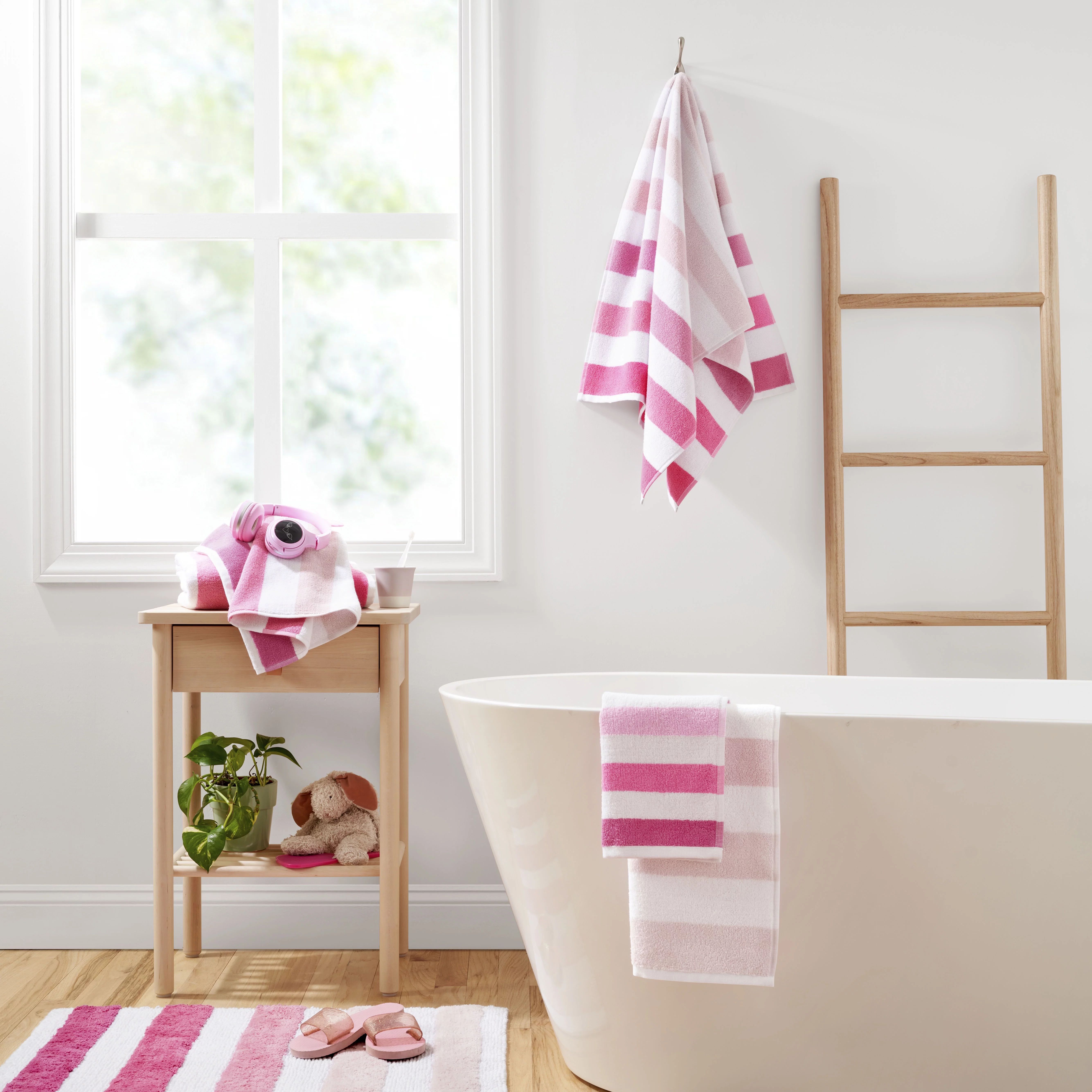 Gap Home Kids Ombre Stripe Organic Cotton 6 Piece Towel Set, Pink | Walmart (US)
