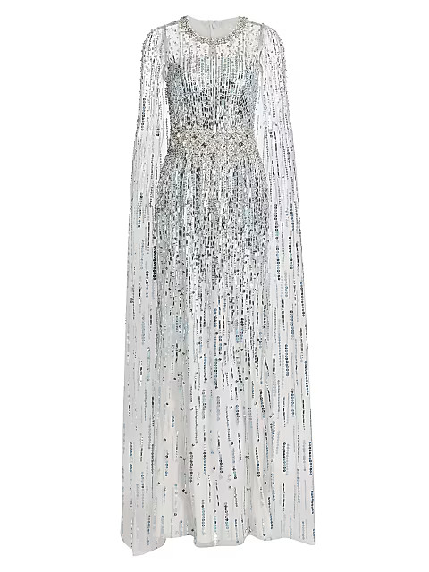 Embellished Sheer Cape Gown | Saks Fifth Avenue