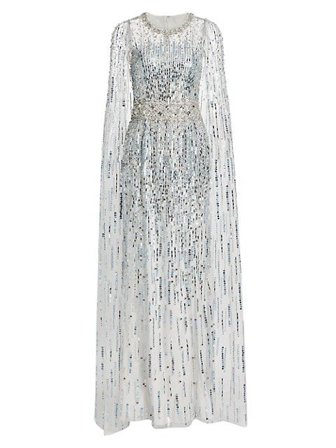 Embellished Sheer Cape Gown | Saks Fifth Avenue