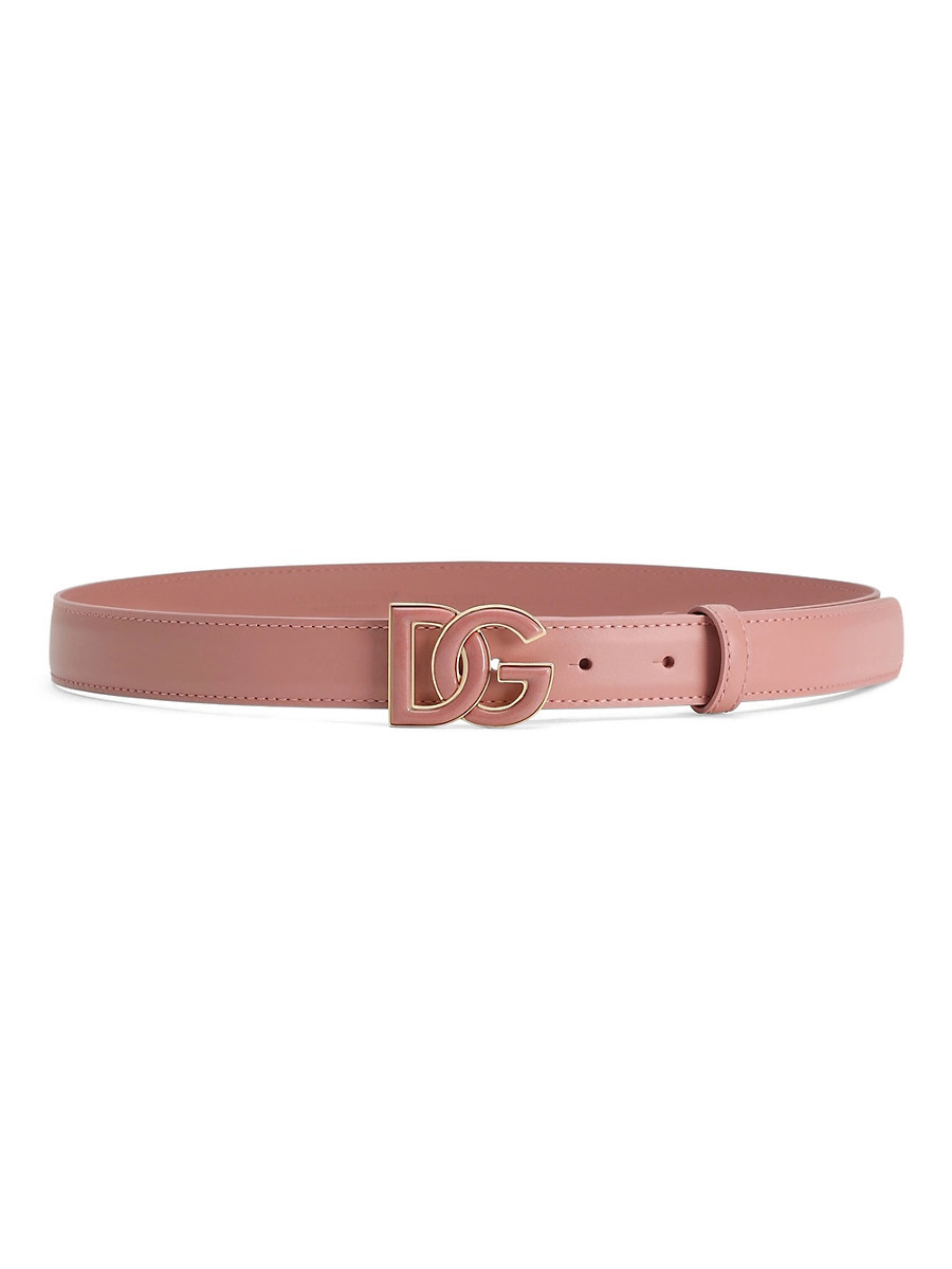 Women's Tonal Leather Logo-Buckle Belt - Rosa - Size Small | Saks Fifth Avenue