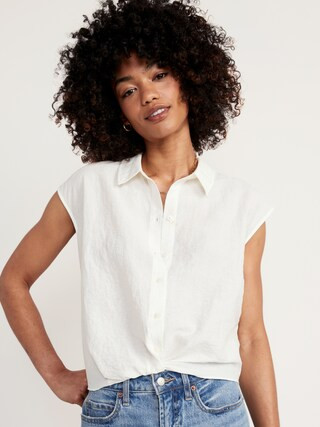 Dolman-Sleeve Twist-Front Cropped Shirt for Women | Old Navy (US)