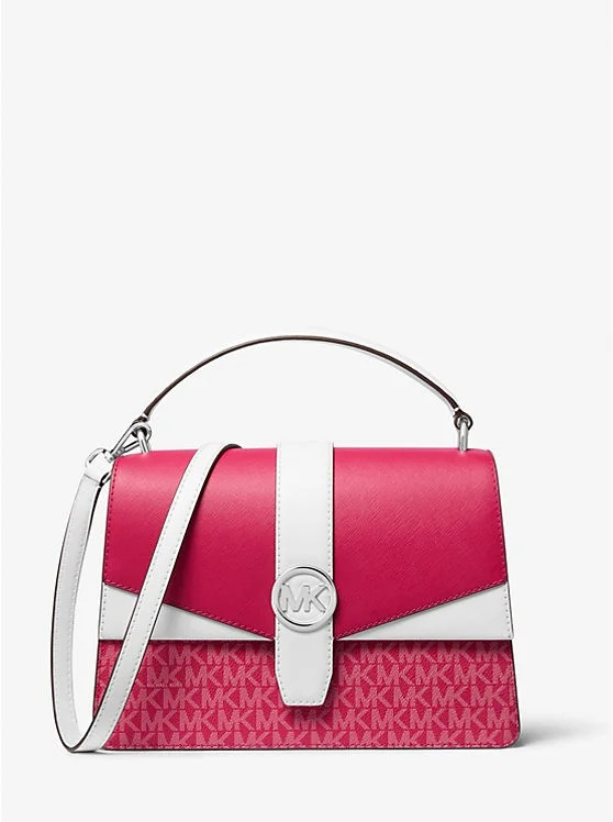 Michael Kors Outlet Greenwich Medium Color-Block and Signature Logo Satchel - DARK RASPBERRY MULT... | Walmart (US)