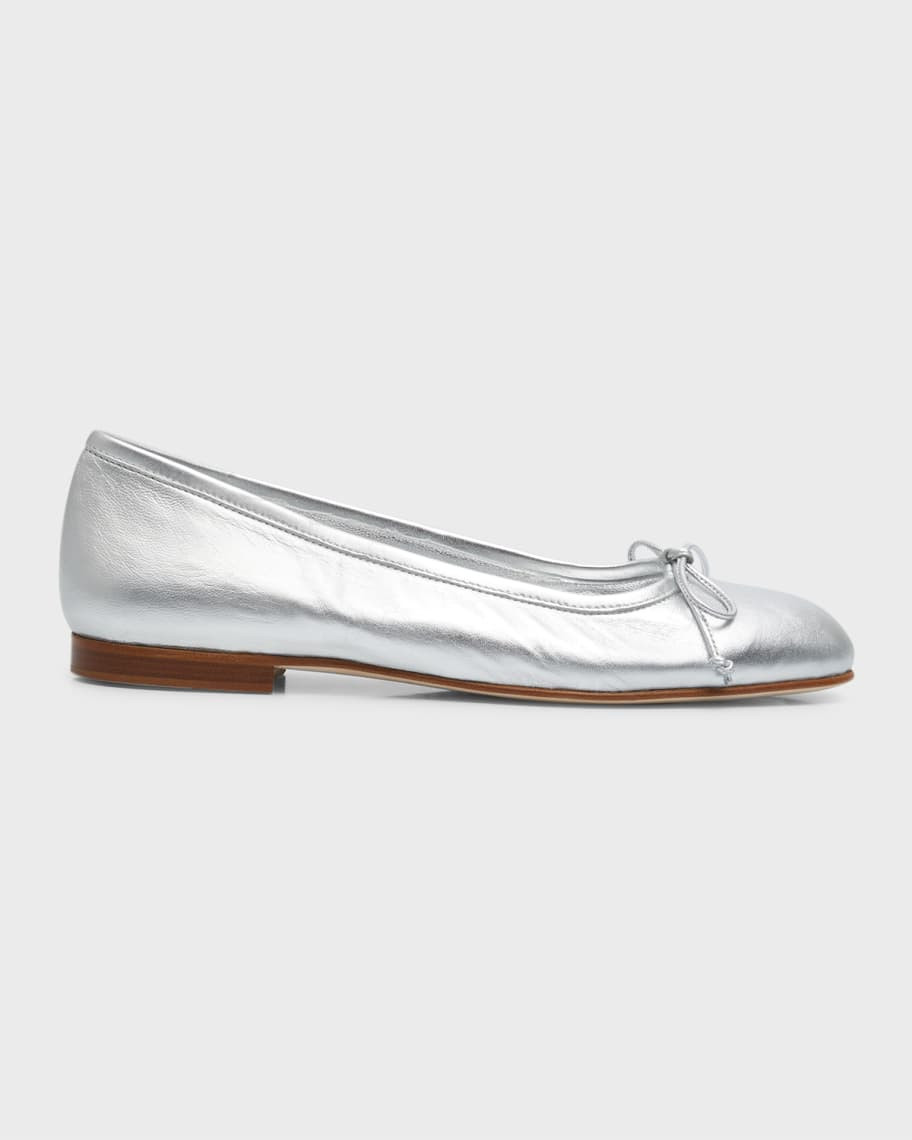 Veralli Metallic Bow Ballerina Flats | Neiman Marcus