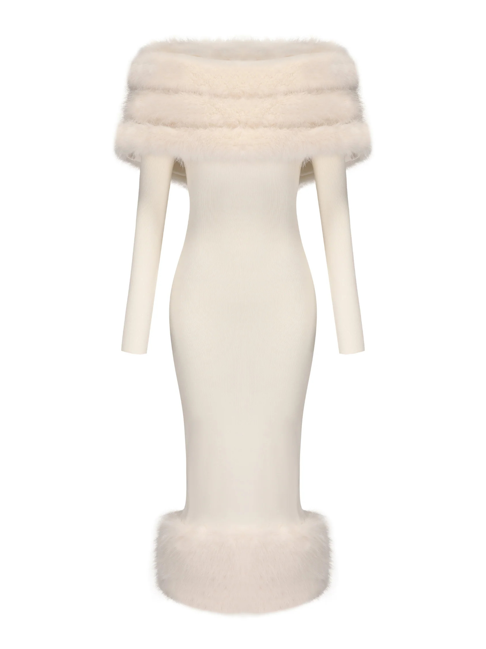 Natalia Fur Dress (White) | Nana Jacqueline