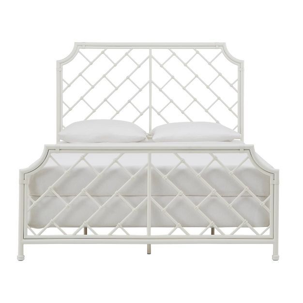 Queen Brinley Geometric Mosaic Metal Bed White - Inspire Q | Target