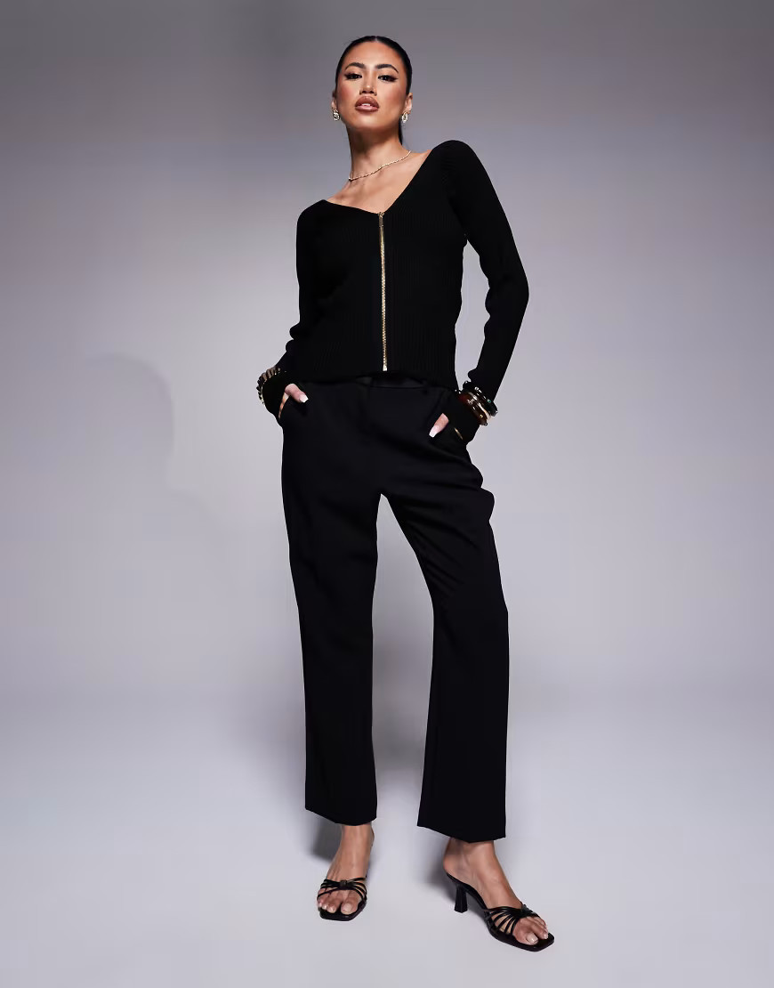 River Island tux cigarette pants in black | ASOS (Global)