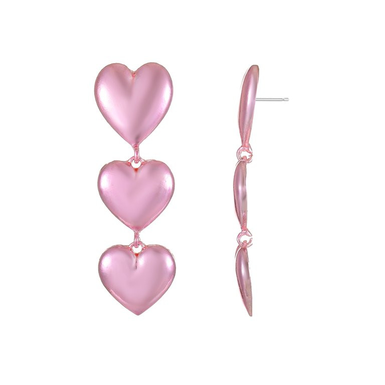 Way to Celebrate Valentine's Day Linear Pink Heart Earrings, 1 Pair | Walmart (US)