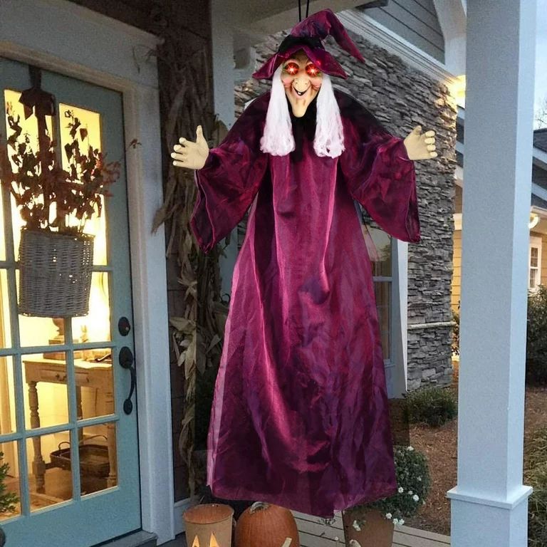 71" Hanging Talking Witch, Animated Witch Indoor Outdoor Halloween Decoration, Large Life-Size Ha... | Walmart (US)