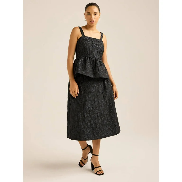 Scoop Women's and Women's Plus Jacquard Midi Skirt, Sizes XS-4X | Walmart (US)