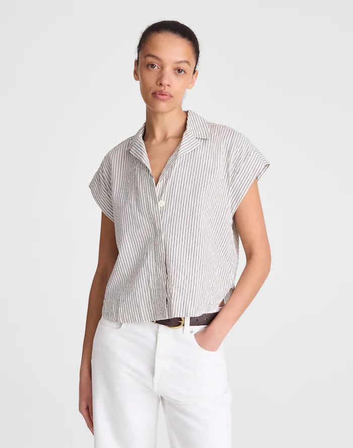 Notch-Collar Popover Shirt in Seersucker | Madewell