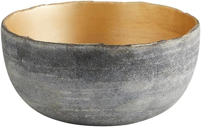 47th & Main Decorative Glass Bowl Home Décor for Table, Small, Dark Grey/Gold | Amazon (US)
