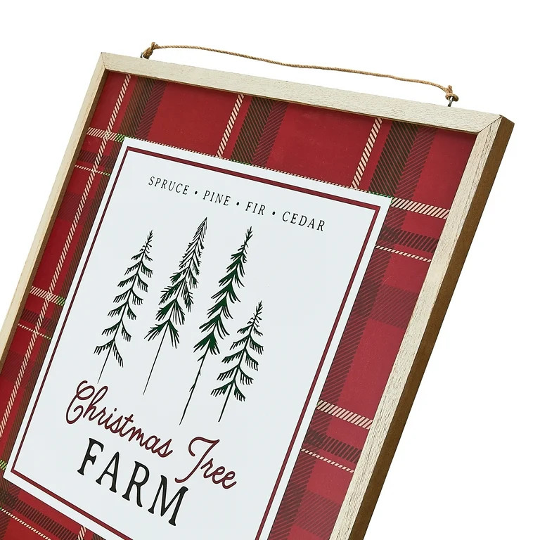 Reversible Merry Christmas/Christmas Tree Farm Christmas Hanging Sign, 24 in x 24 in, by Holiday ... | Walmart (US)