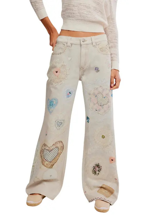 Free People Illusions Slouchy Straight Leg Jeans in Heirloom Ivory at Nordstrom, Size 29 | Nordstrom