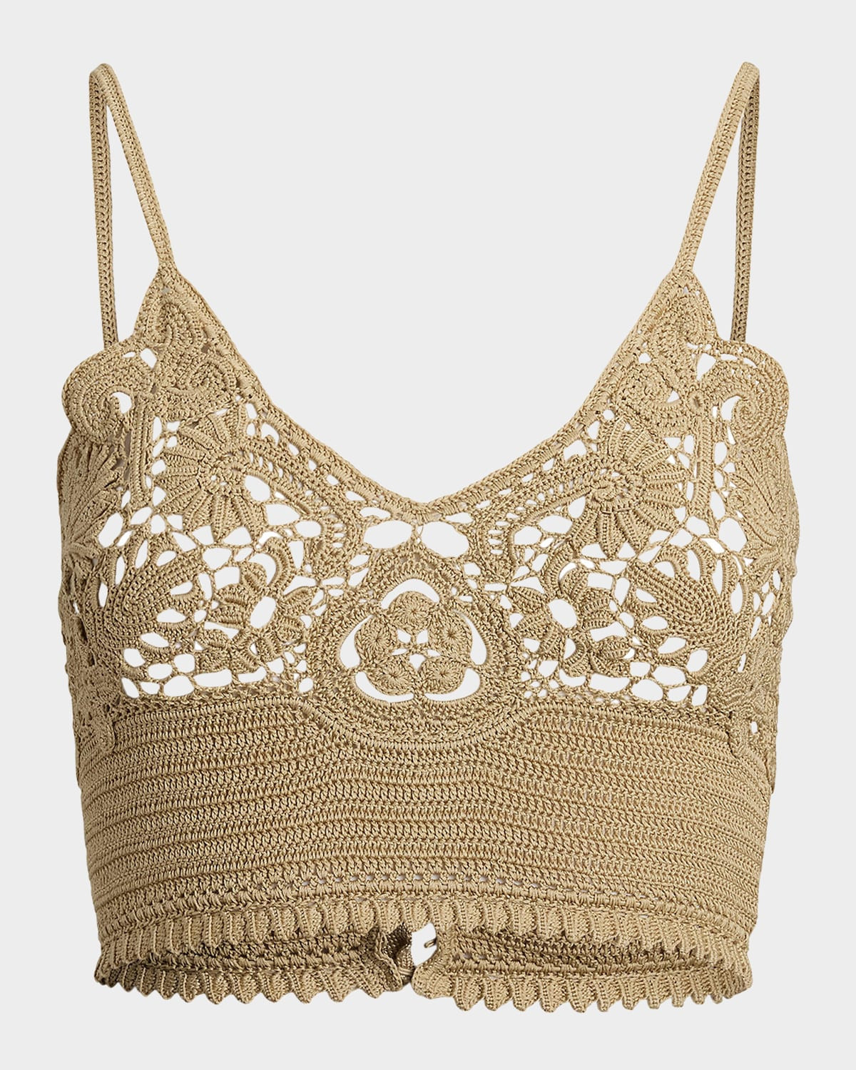Floral Silk Crochet Knit Crop Bralette | Neiman Marcus