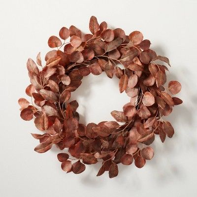24&#34; Faux Rusted Eucalyptus Plant Wreath - Hearth &#38; Hand&#8482; with Magnolia | Target
