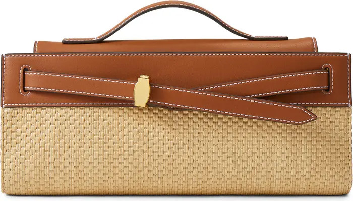 Dash Leather & Raffia Clutch | Nordstrom