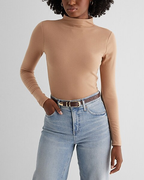Body Contour Cozy Mock Neck Long Sleeve Tee | Express