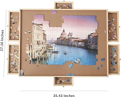 Oliqa 1500 Pieces of Jigsaw Puzzle Board with 6 Drawers & Covers, Portable Jigsaw Puzzle Table, 2... | Amazon (US)