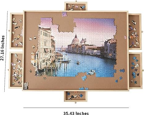 Oliqa 1500 Pieces of Jigsaw Puzzle Board with 6 Drawers & Covers, Portable Jigsaw Puzzle Table, 2... | Amazon (US)