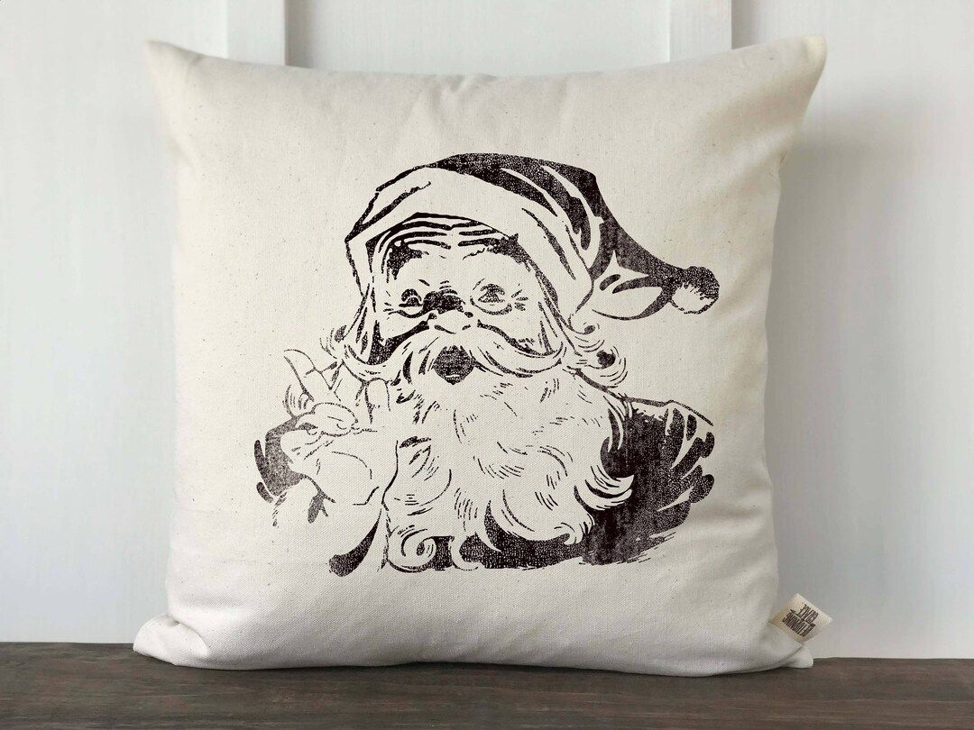 Farmhouse Christmas Pillow Cover, Christmas Pillow Cover, Decorative Pillow Cover, Vintage Santa Pil | Etsy (US)