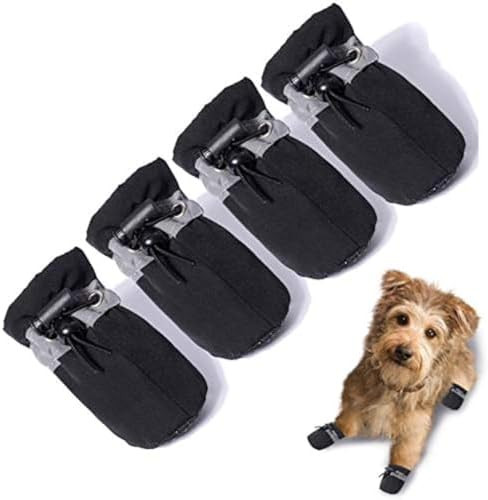 Dog Shoes Dog Boots & Paw Protector, Anti-Slip Sole Winter Dog Booties with Reflective Straps Dog... | Amazon (US)