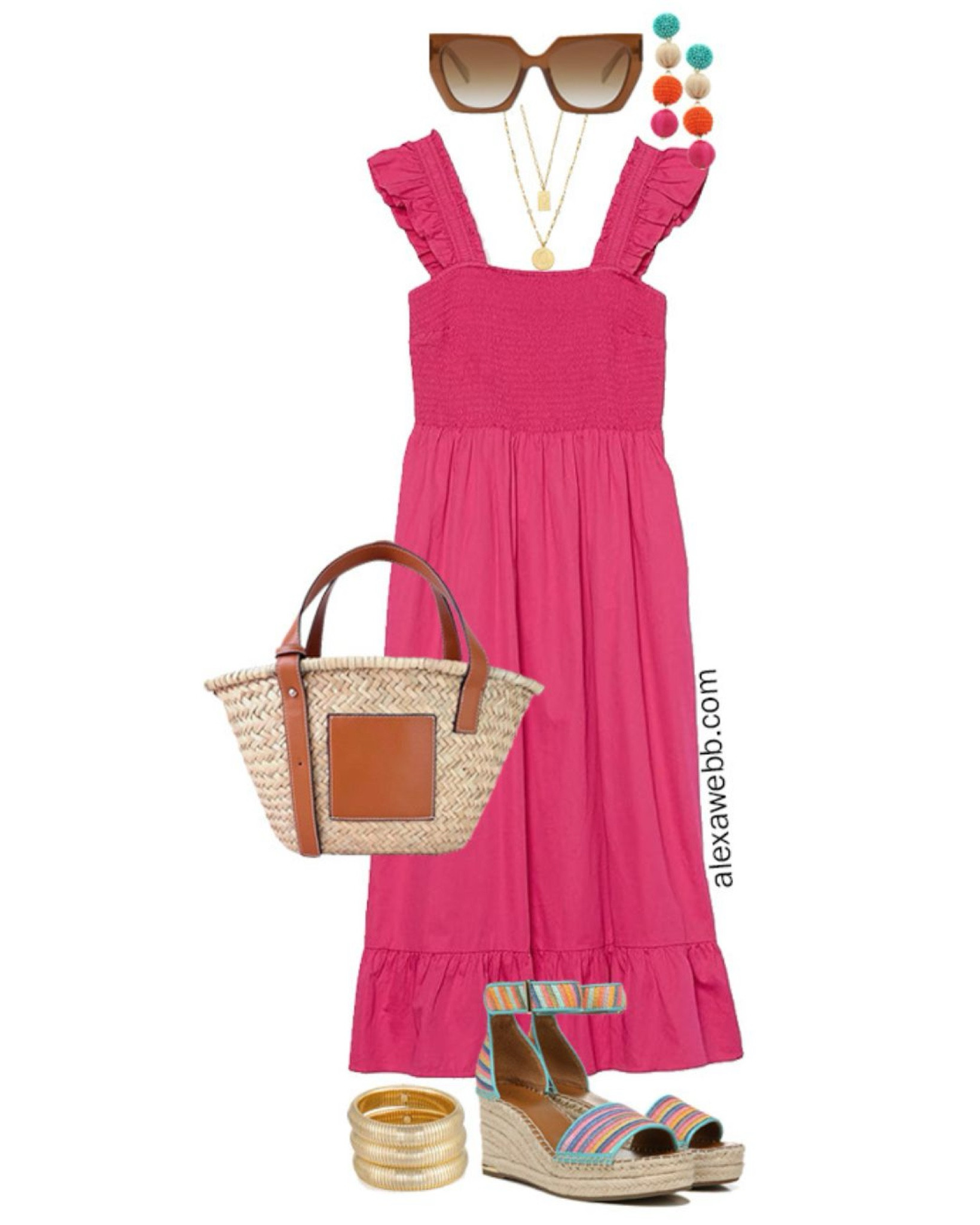 Plus Size Summer Dresses 1 - An easy casual summer outfit with a hot pink dress, statement earrings, and a straw tote. Alexa Webb

#LTKSeasonal #LTKPlusSize #LTKStyleTip