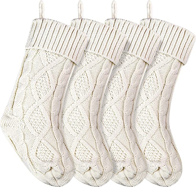 Amazon.com: Christmas Stockings Knitted Xmas Stockings 18 Inches Double-Sided Fireplace Hanging S... | Amazon (US)