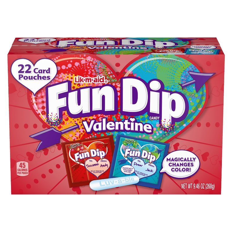 Lik-m-aid Fun Dip Valentine's Day Exchange Candy & Card Kit - 9.46oz/22ct | Target