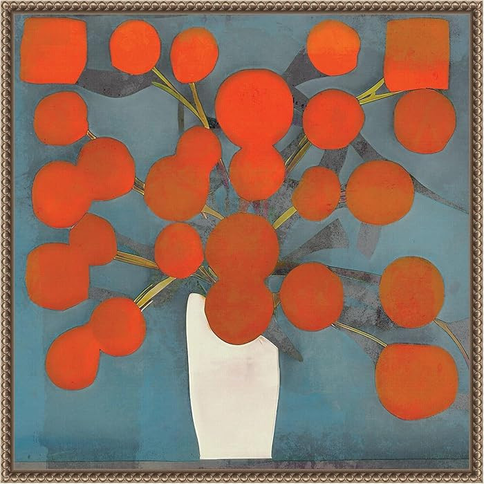 Amanti Art Framed Canvas Wall Art 22x22 Abstract Orange Flowers by Elena Ray, Framed Wall Art Can... | Amazon (US)