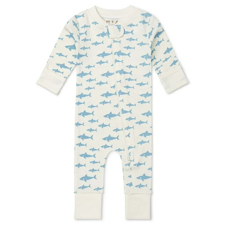 M+A by Monica + Andy Organic Cotton Gender Neutral Long Sleeve Baby One-Piece Pajama, Sizes Newbo... | Walmart (US)