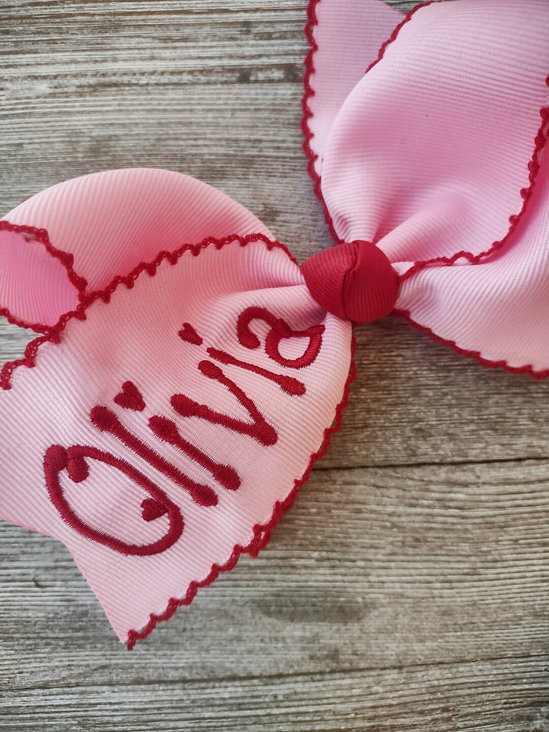 Monogrammed Hair Bow - Valentine's Bow - Heart Hairbow - Custom Hair Bows- Bow With Name - Embroi... | Etsy (US)