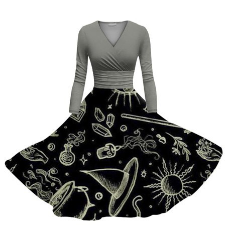 Clearance Deals Sycwsmn Formal Dinner Dresses Women s Halloween Summer Fall Dress Creative Floral... | Walmart (US)