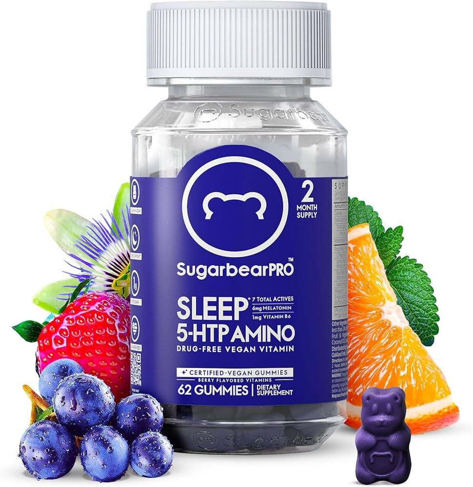Sugarbear Sleep Gummy 2 Month Supply, Extra Strength Melatonin 6mg, for Men & Women, Vegan Vitami... | Amazon (US)