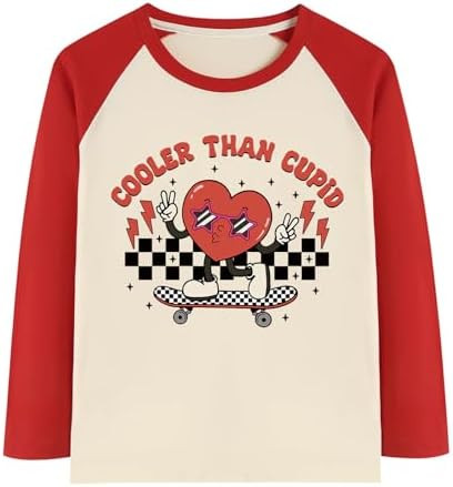 Kids Valentine Shirts Love Dinosaur Graphic Raglan Long Sleeve Tees Cotton Vday Tshirts 4-13T | Amazon (US)