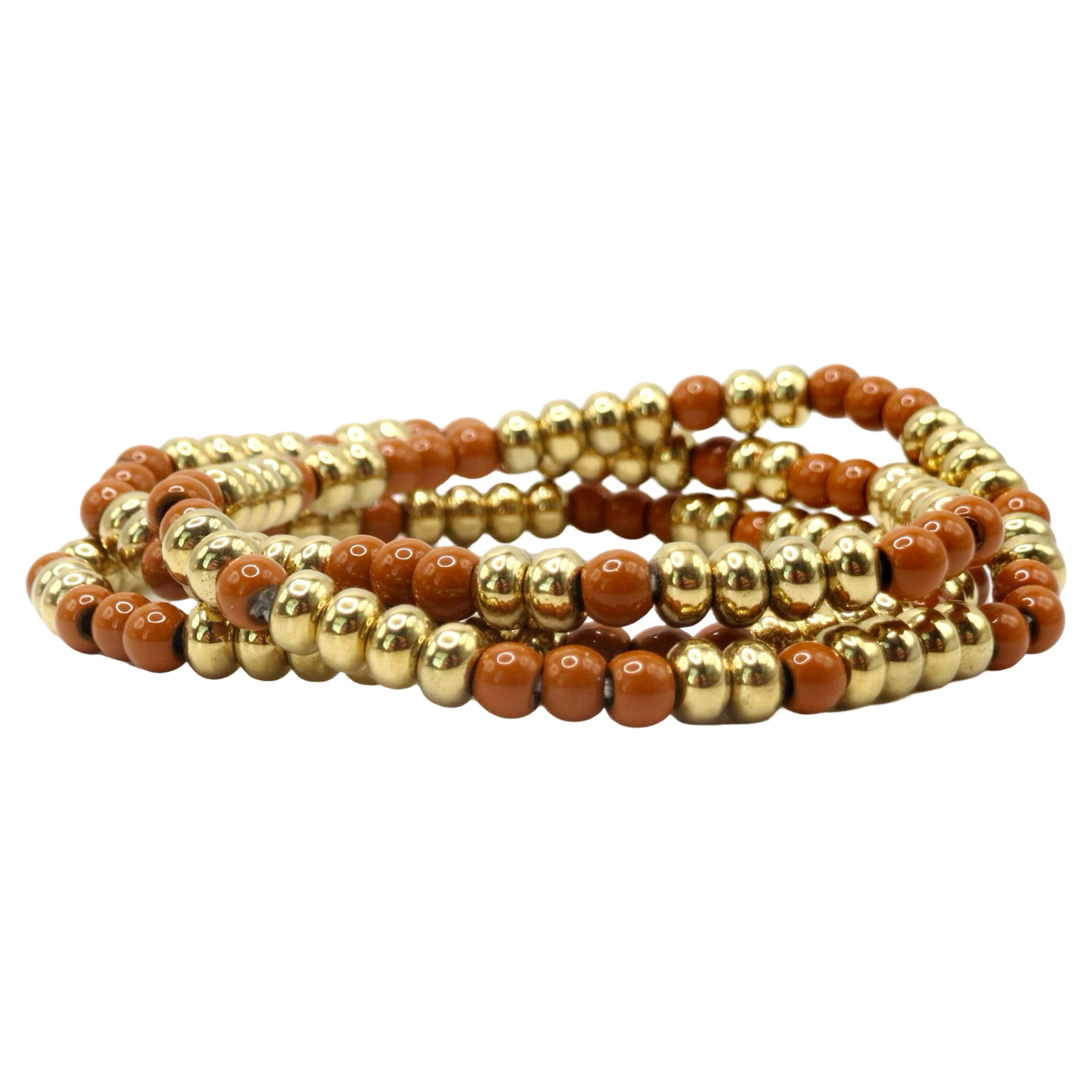 Burnt Orange Beaded Stack Bracelets | La Lumiere NY