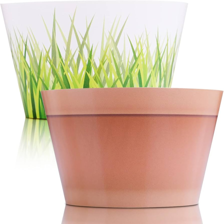 Terra Cotta Cupcake Wrappers, 48 Count - Grass, Garden, and Flower Pot Cupcake Wrappers for Sprin... | Amazon (US)