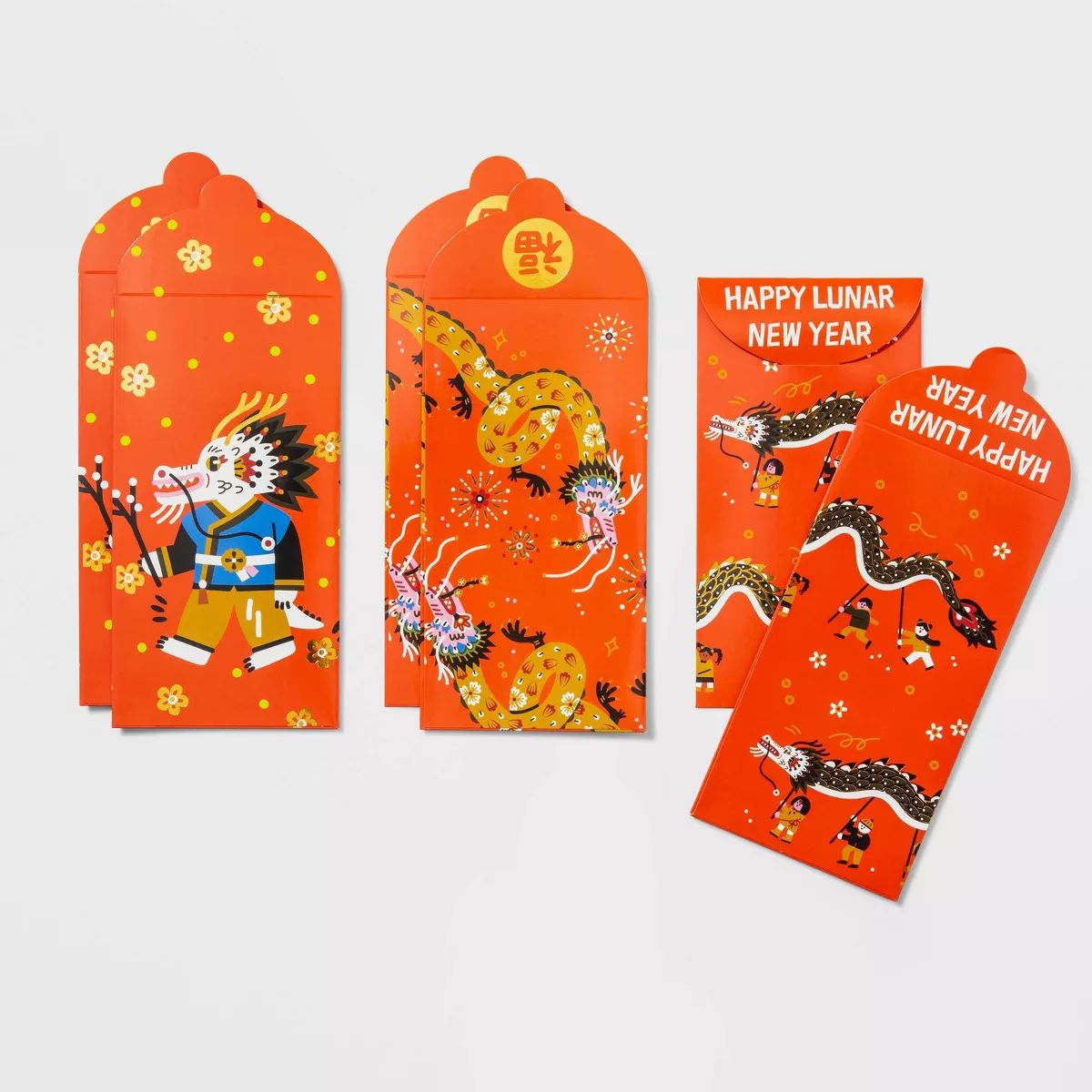 6ct Lunar New Year Youthful Red Envelopes with Gold Foil | Target