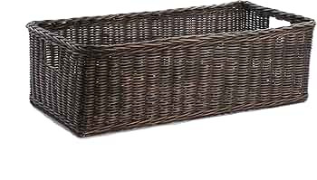 The Basket Lady Long Low Wicker Basket, Large, 25 in L x 11.5 in W x 7 in H, Antique Walnut Brown | Amazon (US)