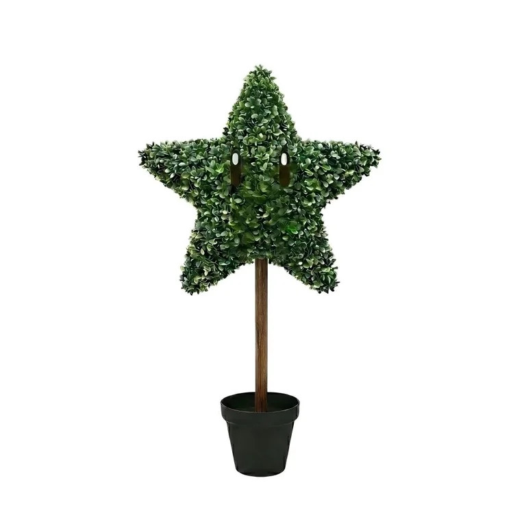 Independence Day 36" Patriotic Star Topiary Tree - Artificial Green Foliage Potted Plant, Patriot... | Walmart (US)