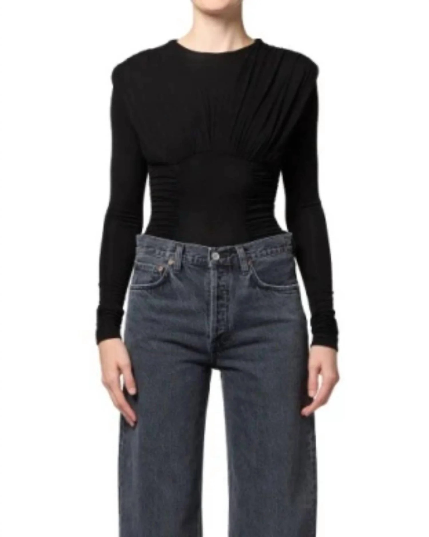 Abbi Long Sleeve Bodysuit In Black | Shop Simon