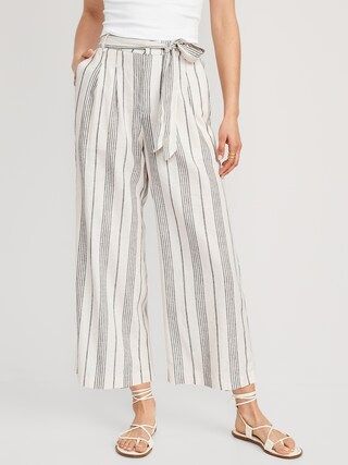 High-Waisted Linen-Blend Cropped Wide-Leg Pants for Women | Old Navy (US)