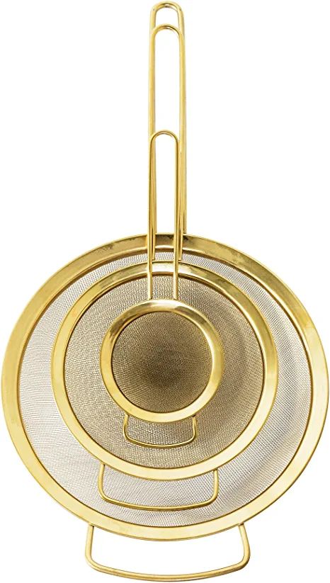 Amazon.com: Bloomingville Set of 3 Stainless Steel Strainers with Gold Finish: Home & Kitchen | Amazon (US)
