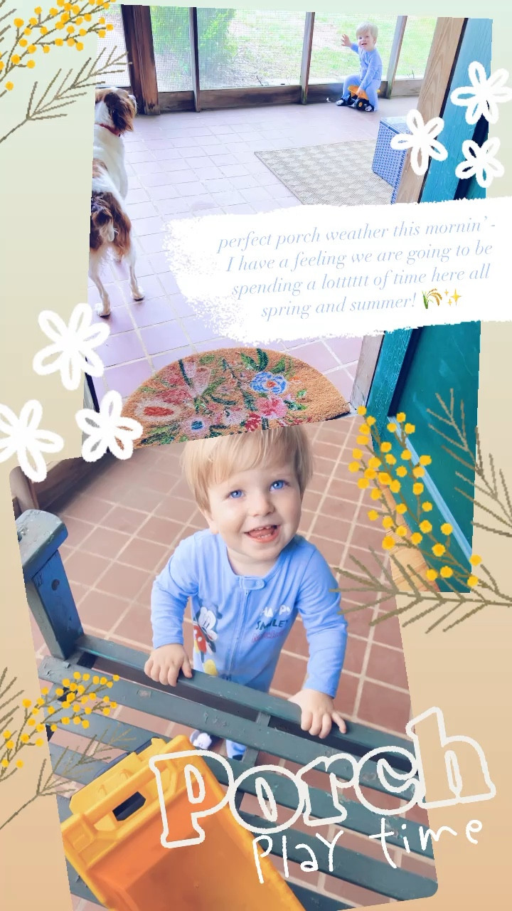 perfect porch weather this mornin’ - I have a feeling we are going to be spending a lotttttt of time here all spring and summer! 🌾✨

#LTKfamily #LTKbaby #LTKhome