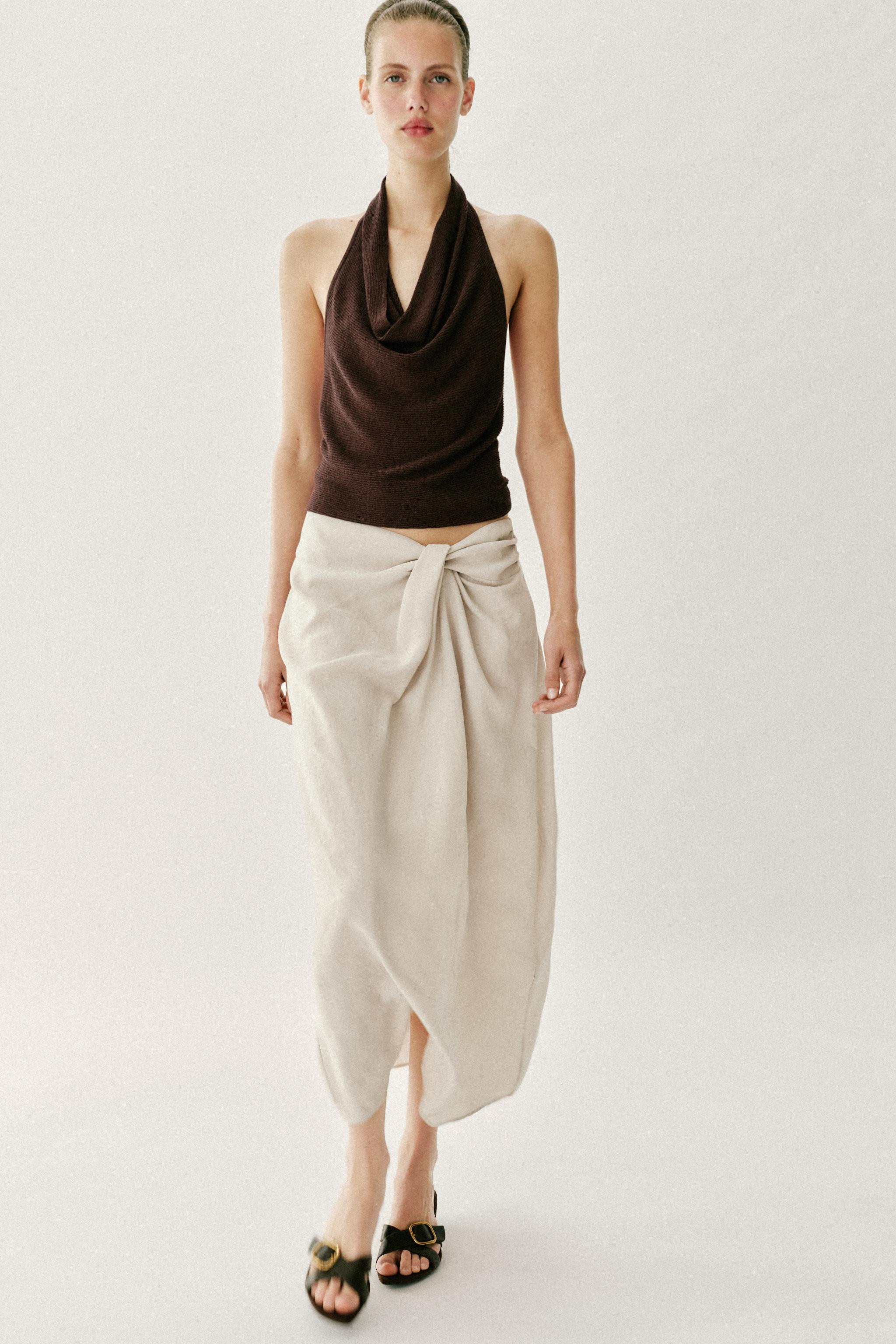 GATHERED SARONG MIDI SKIRT | Zara UK