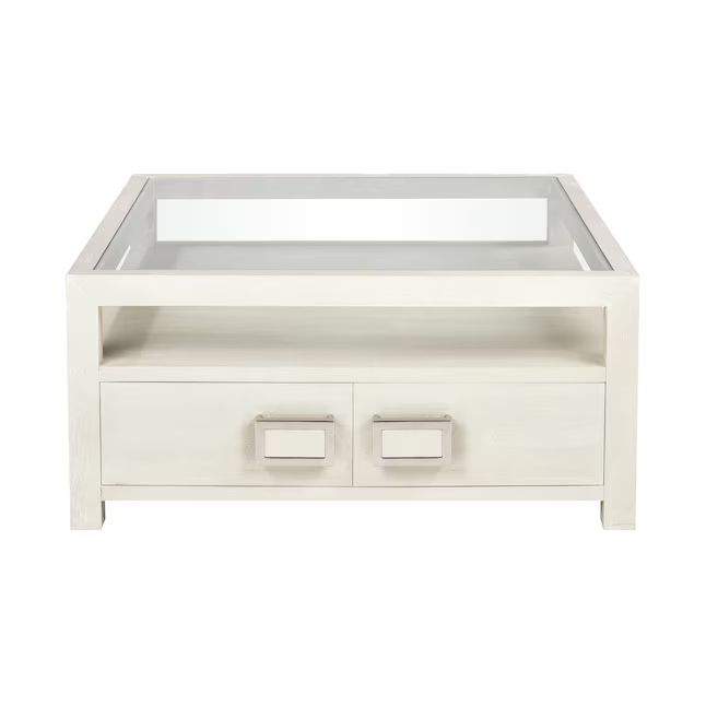 Westmore by ELK Lighting Columbia Clear Glass Coastal Coffee Table with Storage | Lowe's