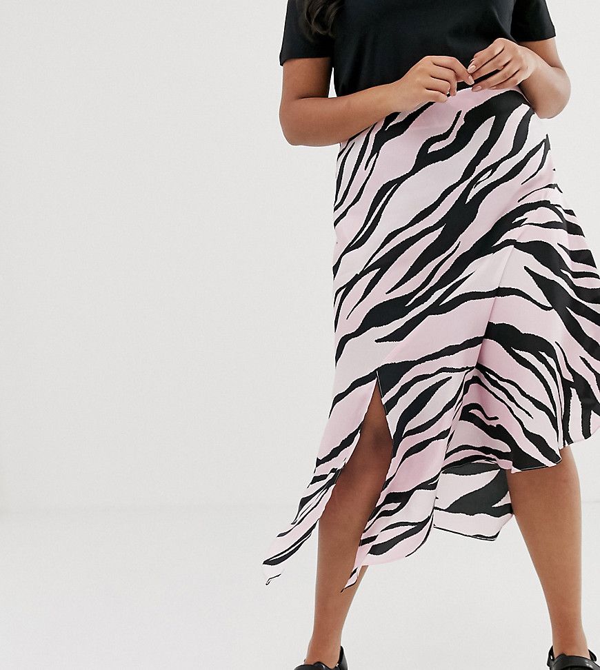 River Island Plus midi skirt in pink zebra print | ASOS (Global)
