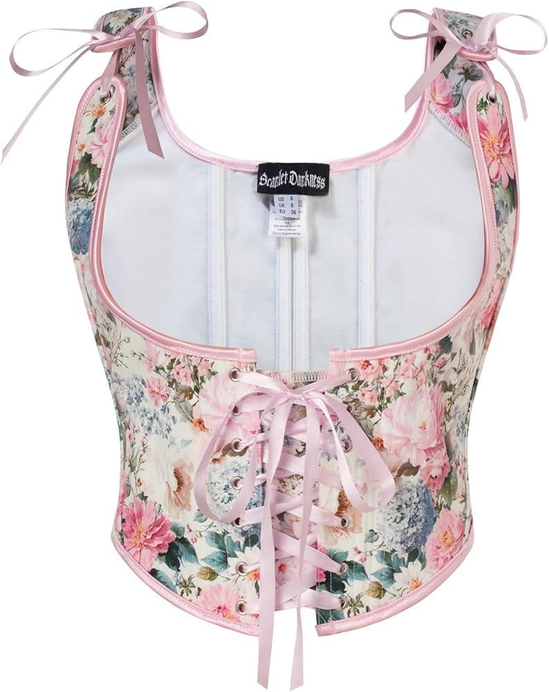 SCARLET DARKNESS Women Renaissance Corset Lace-up Front Underbust Bustier Top Floral Corsets Vest | Amazon (UK)
