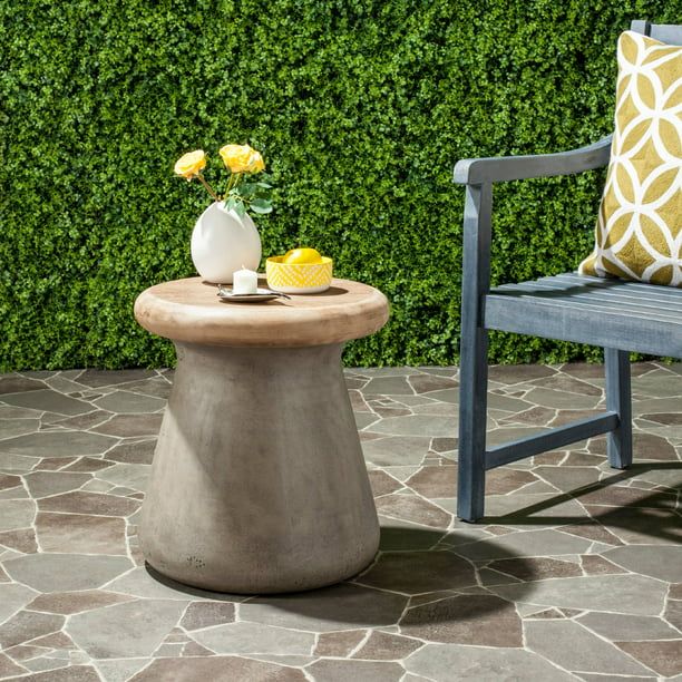 Safavieh Button Outdoor Modern Round Accent Table - Dark Grey | Walmart (US)