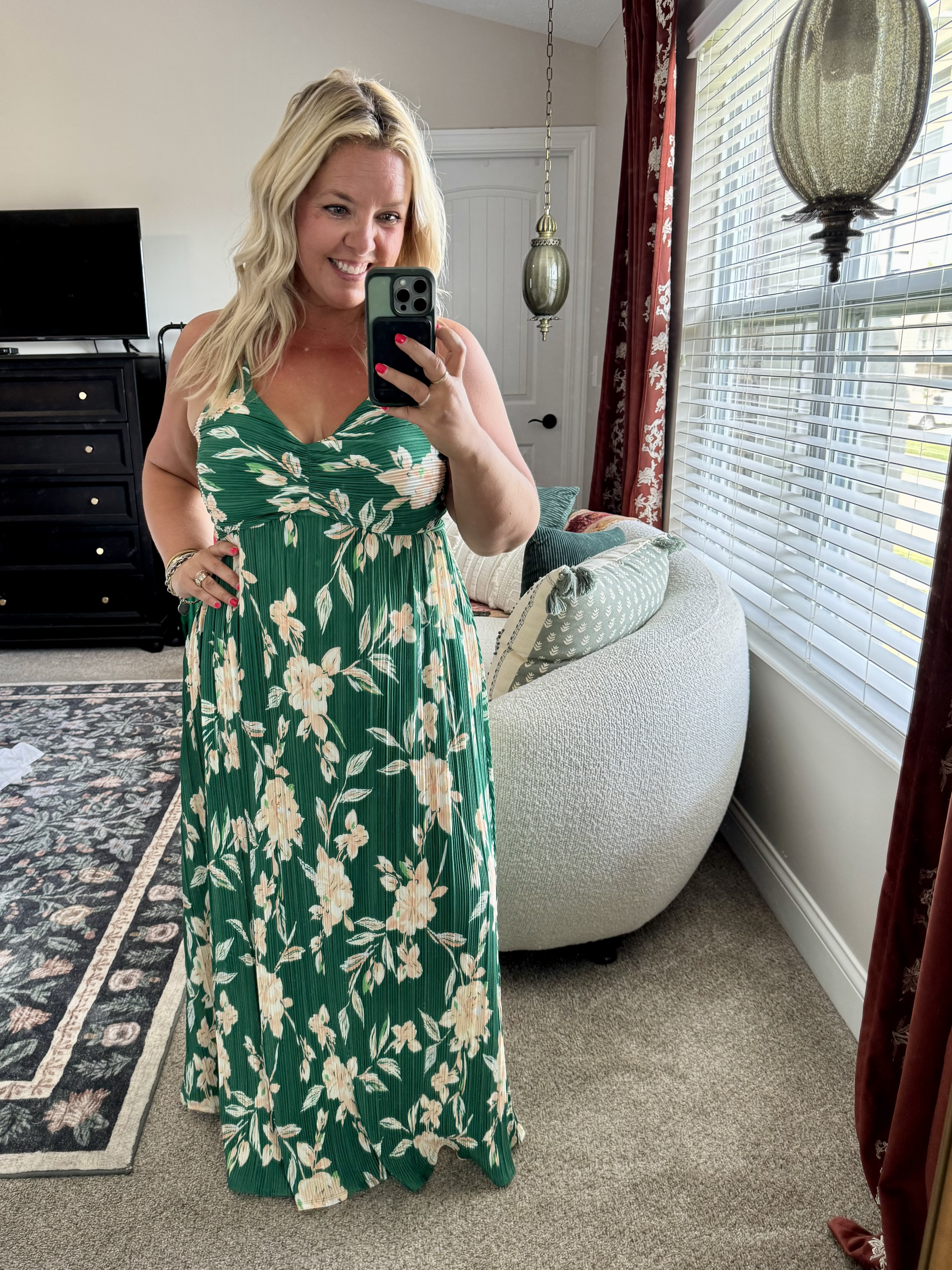 Cutest new floral maxi dress with pleated detail from Target! Just the perfect fit! Wearing my usual Large & I’m 5’2”, also linked the best strapless bra that gives great support (even to a 38DD) & never slides down! 

#LTKFindsUnder50 #LTKMidsize #LTKPetite