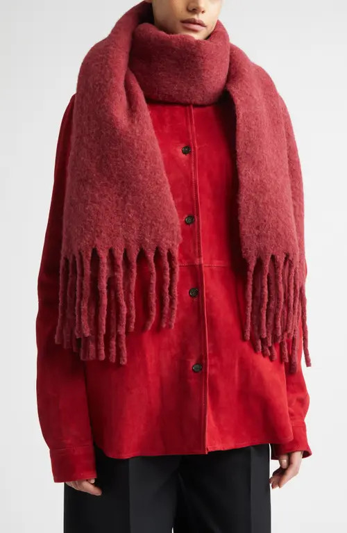 TOTEME Fuzzy Alpaca Blend Scarf in Red at Nordstrom | Nordstrom